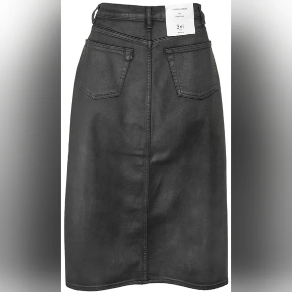 3x1 Coated Charcoal Midi Skirt - Picture 2 of 4